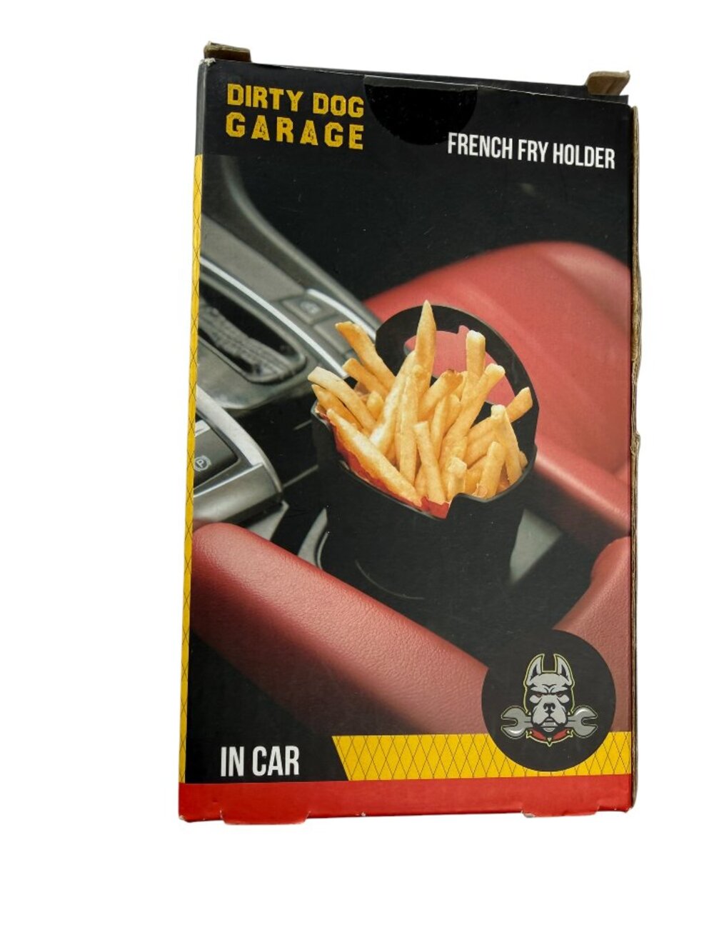 New in Box DIRTY DOG GARAGE French Fry Holder.  For Car.  Takeout Black, Plastic